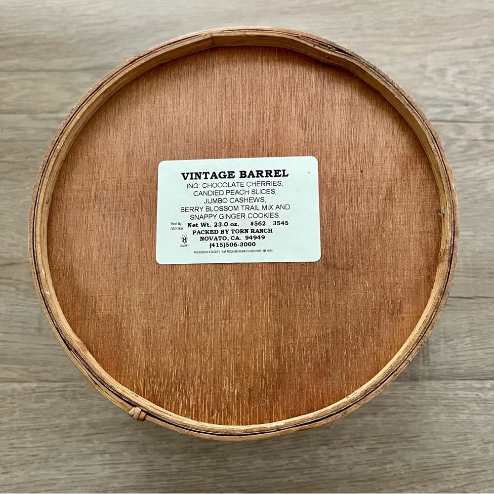 VINTAGE BARREL Wood‎ With Faux Leather Barrel Box Storage